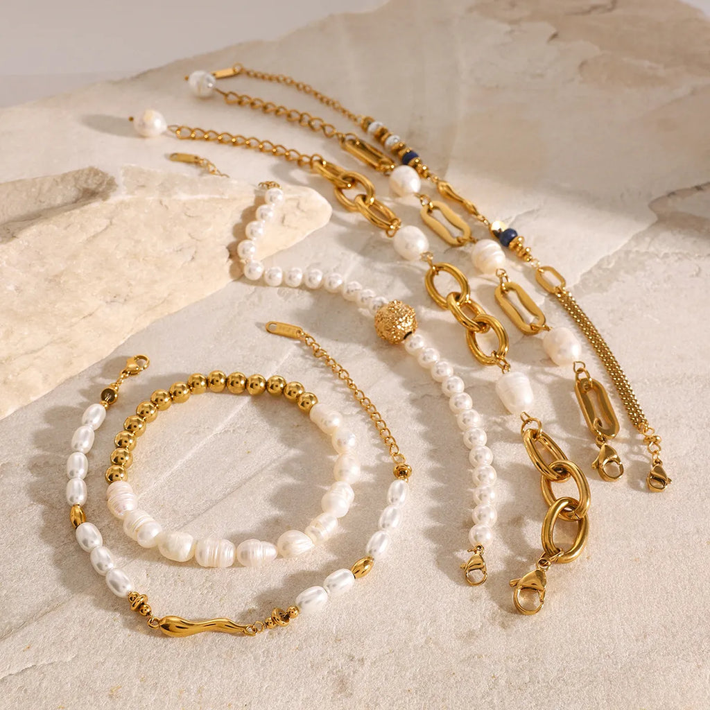 Waterproof Stacking Beaded Pearl Bracelet