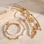 Waterproof Stacking Beaded Pearl Bracelet