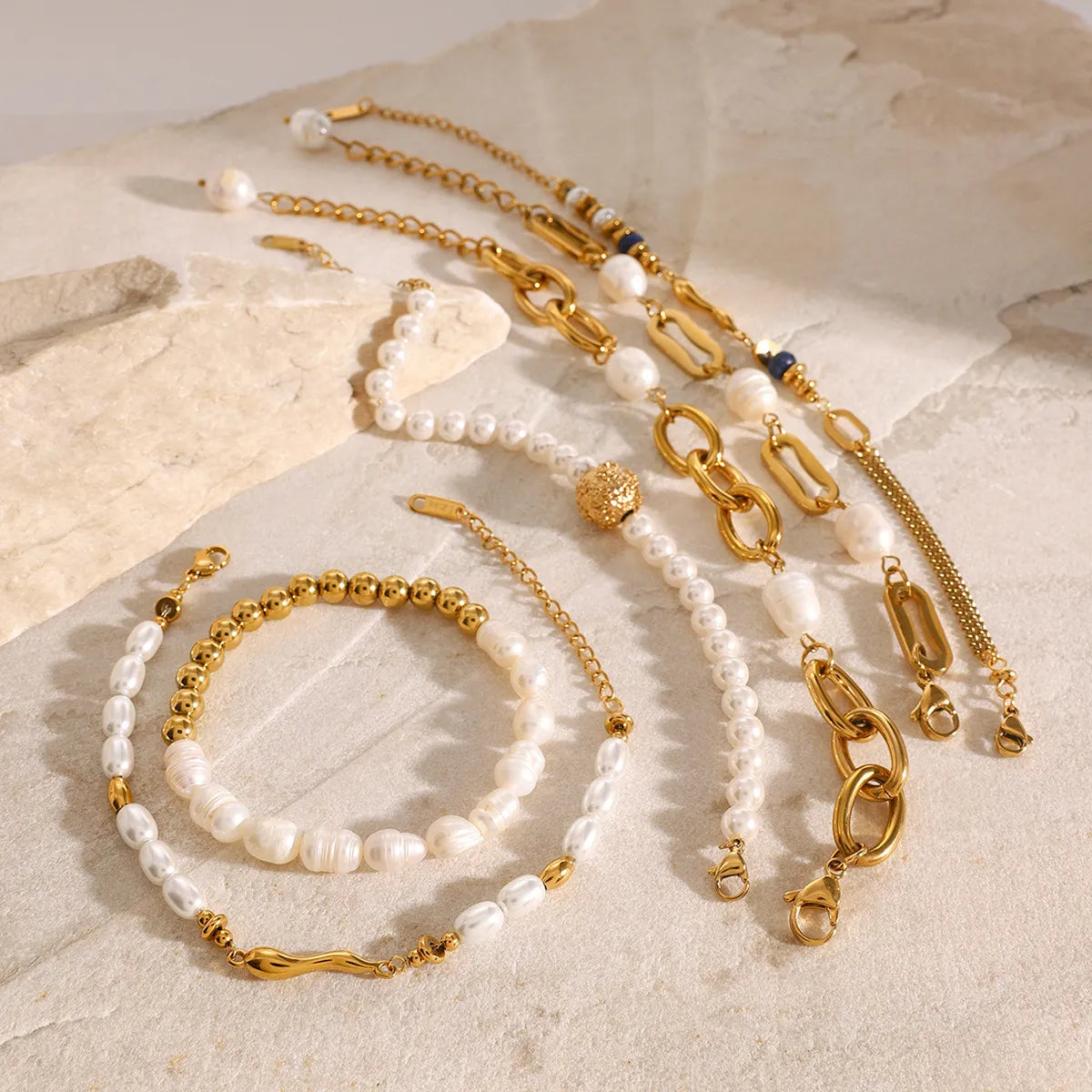 Waterproof Stacking Beaded Pearl Bracelet