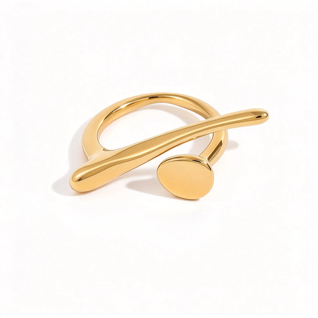 Waterproof Abstract Sculptural Band Open Ring