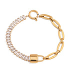 Waterproof CZ Gold Heart & Tennis Bracelet