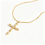 Waterproof Cross Pave CZ Pendant Necklace
