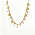 Waterproof CZ Station Necklace