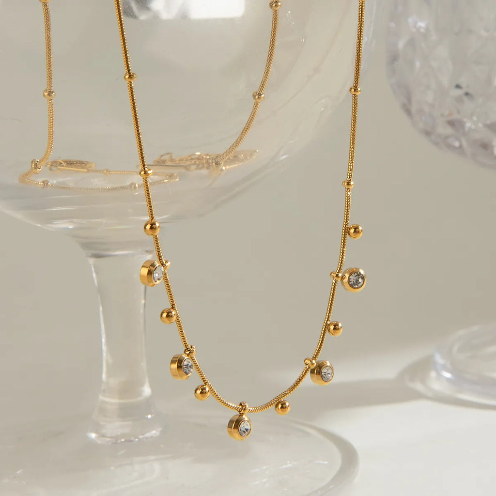 Waterproof Beaded CZ Necklace