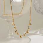 Waterproof Beaded CZ Necklace