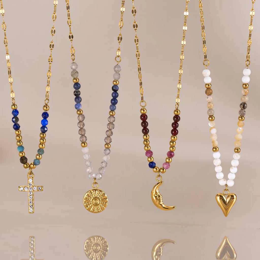 Waterproof Colorful Beaded Charm Necklace Collection