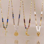 Waterproof Colorful Beaded Charm Necklace Collection