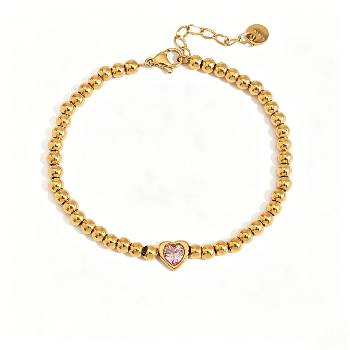 Waterproof CZ Gold Heart & Tennis Bracelet