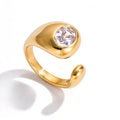 Waterproof Gold CZ Adjustable Ring