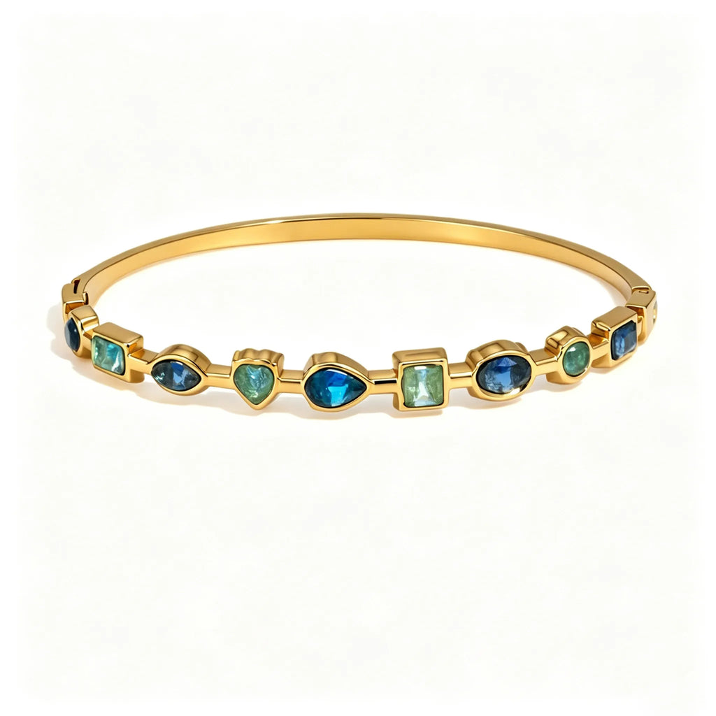Waterproof Multi-Shape Gemstone Bangle