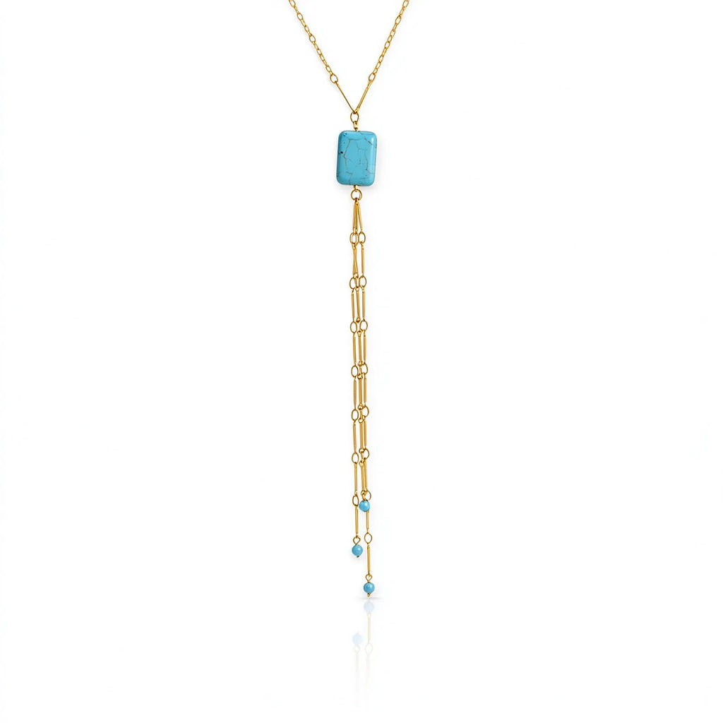 Waterproof Blue Stone Lariat Y-Necklace