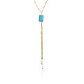 Waterproof Blue Stone Lariat Y-Necklace