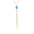 Waterproof Blue Stone Lariat Y-Necklace