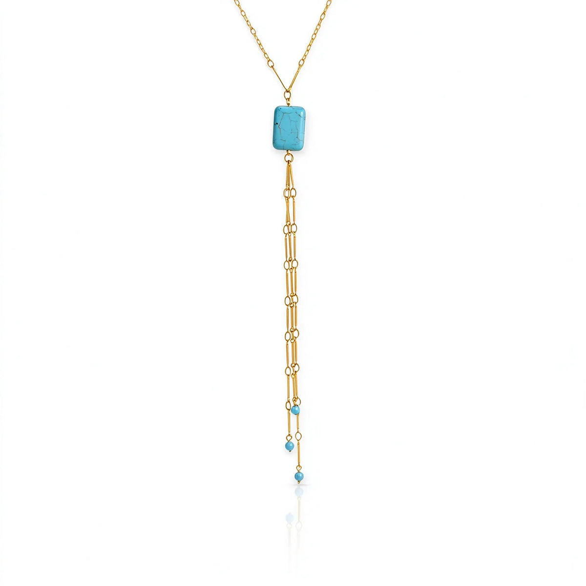 Waterproof Blue Stone Lariat Y-Necklace