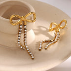Waterproof Gold CZ Tassel Dangle Studs
