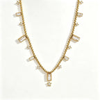 Waterproof CZ Station Necklace