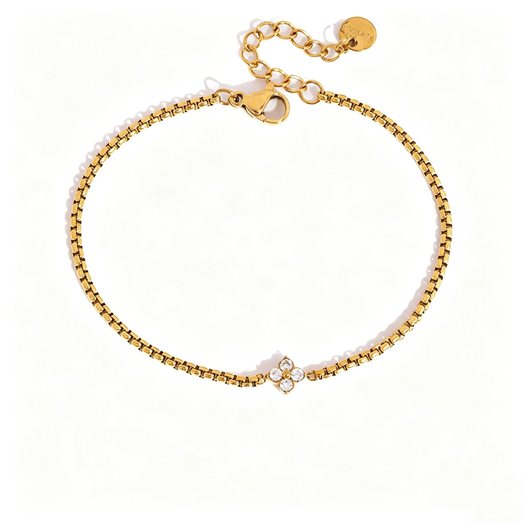 Waterproof CZ Clover Flower Bracelet