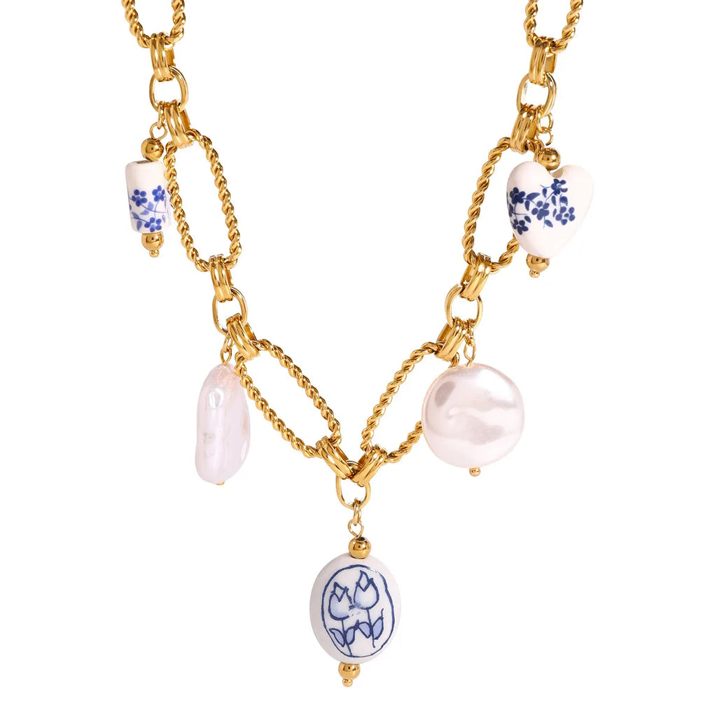 Waterproof Ceramic & Baroque Pearl Necklace