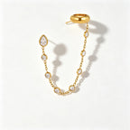 Waterproof Chain CZ Dangle Stud Ear Cuffs