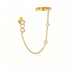 Waterproof Chain CZ Dangle Stud Ear Cuffs
