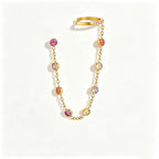 Waterproof Chain CZ Dangle Stud Ear Cuffs