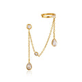 Waterproof Chain CZ Dangle Stud Ear Cuffs