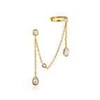 Waterproof Chain CZ Dangle Stud Ear Cuffs