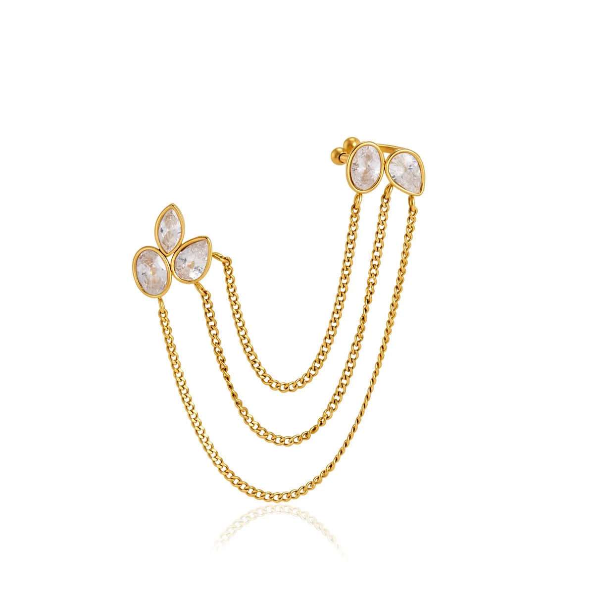 Waterproof Chain Ear Cuff & CZ Studs
