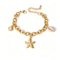 Ocean Starfish Zirconia Charm Bracelet | Waterproof 18K Gold