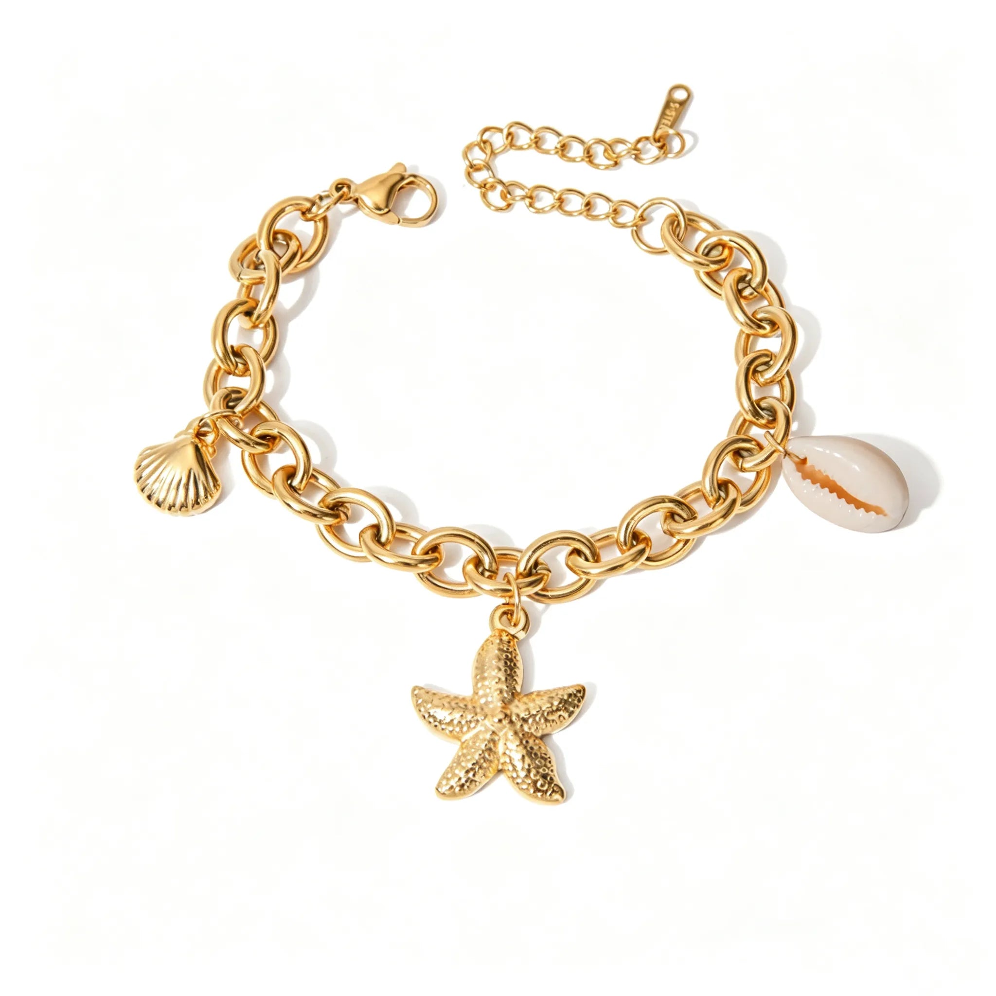 Ocean Starfish Zirconia Charm Bracelet – Waterproof 18K Gold