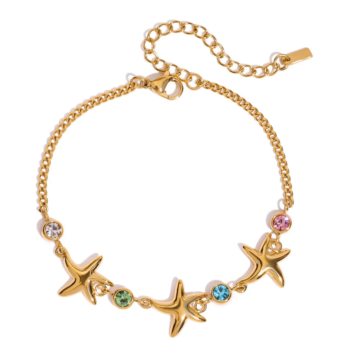 Ocean Starfish Zirconia Charm Bracelet – Waterproof 18K Gold