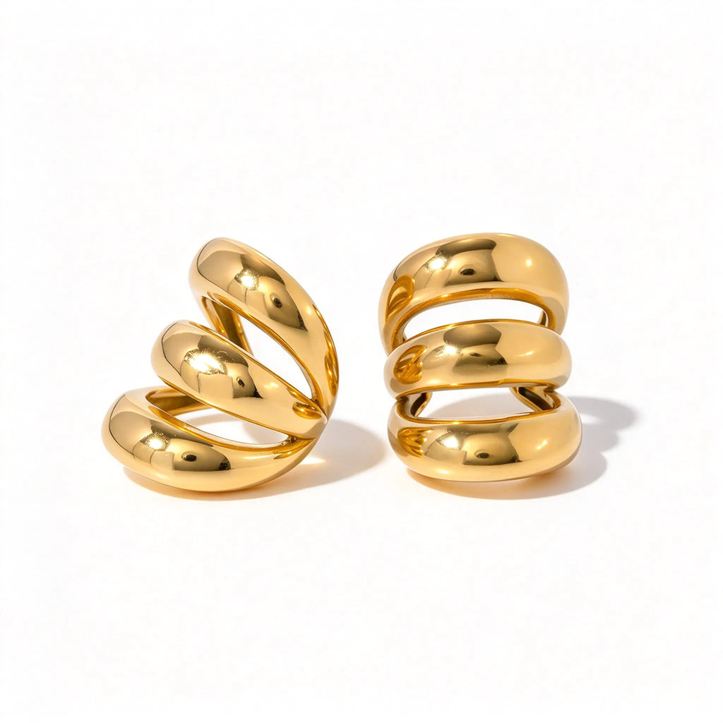 Waterproof Baroque Pearl Hammered Hoops Earrings