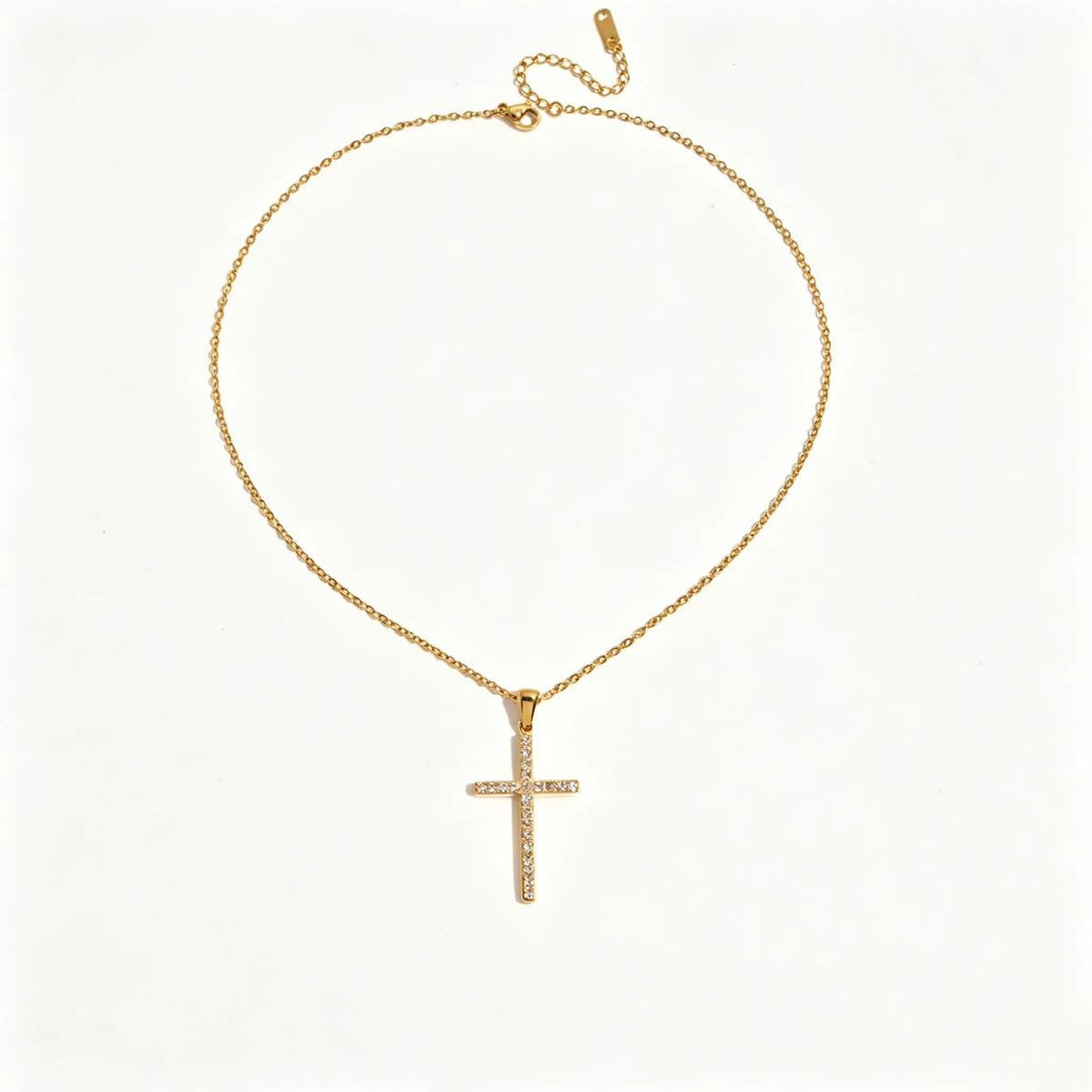Waterproof Cross Pave CZ Pendant Necklace