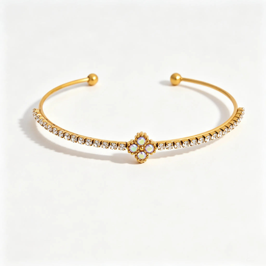 Waterproof CZ Open Tennis Cuff Bracelet