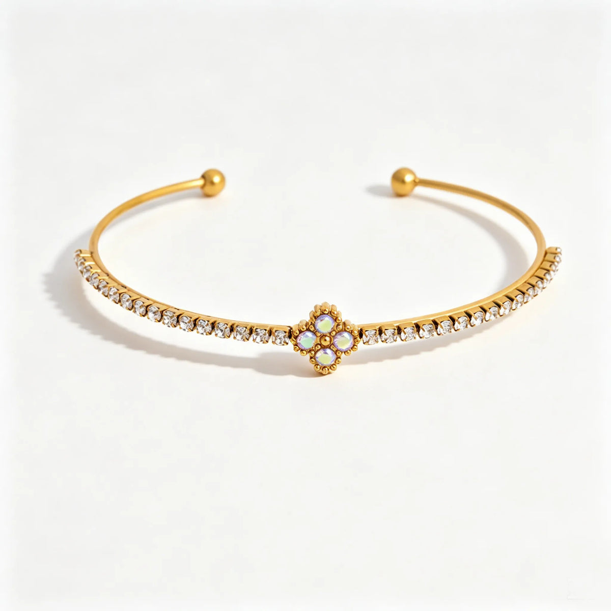 Waterproof CZ Open Tennis Cuff Bracelet