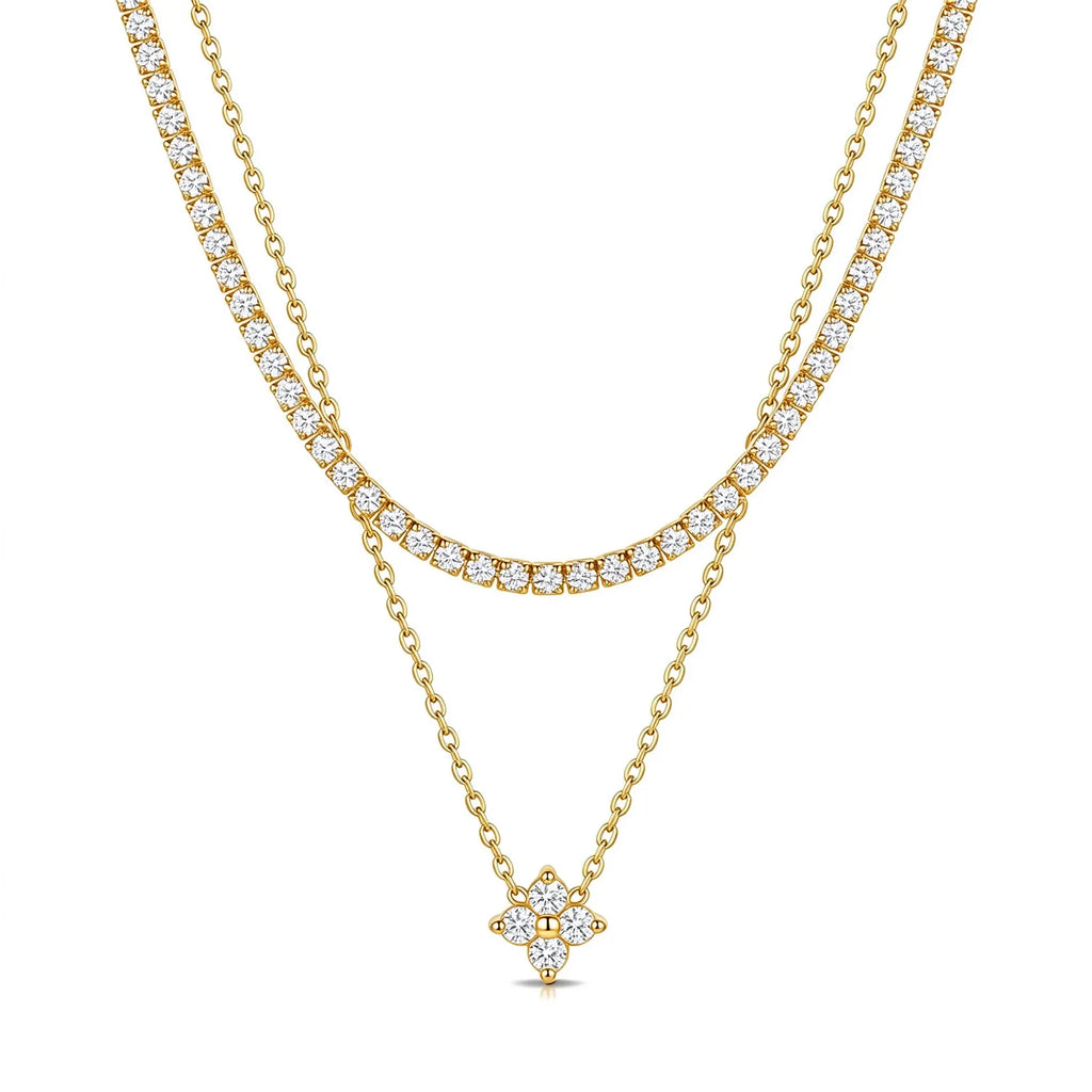 Waterproof Gold CZ Pendant Necklace