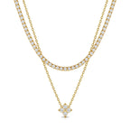 Waterproof Gold CZ Pendant Necklace
