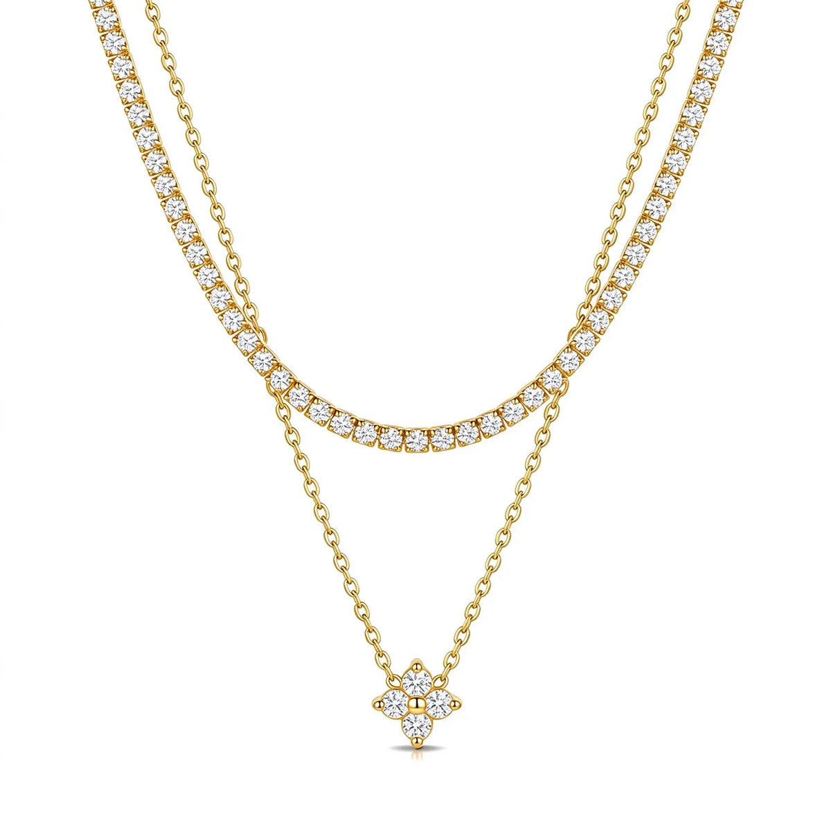 Waterproof Gold CZ Pendant Necklace