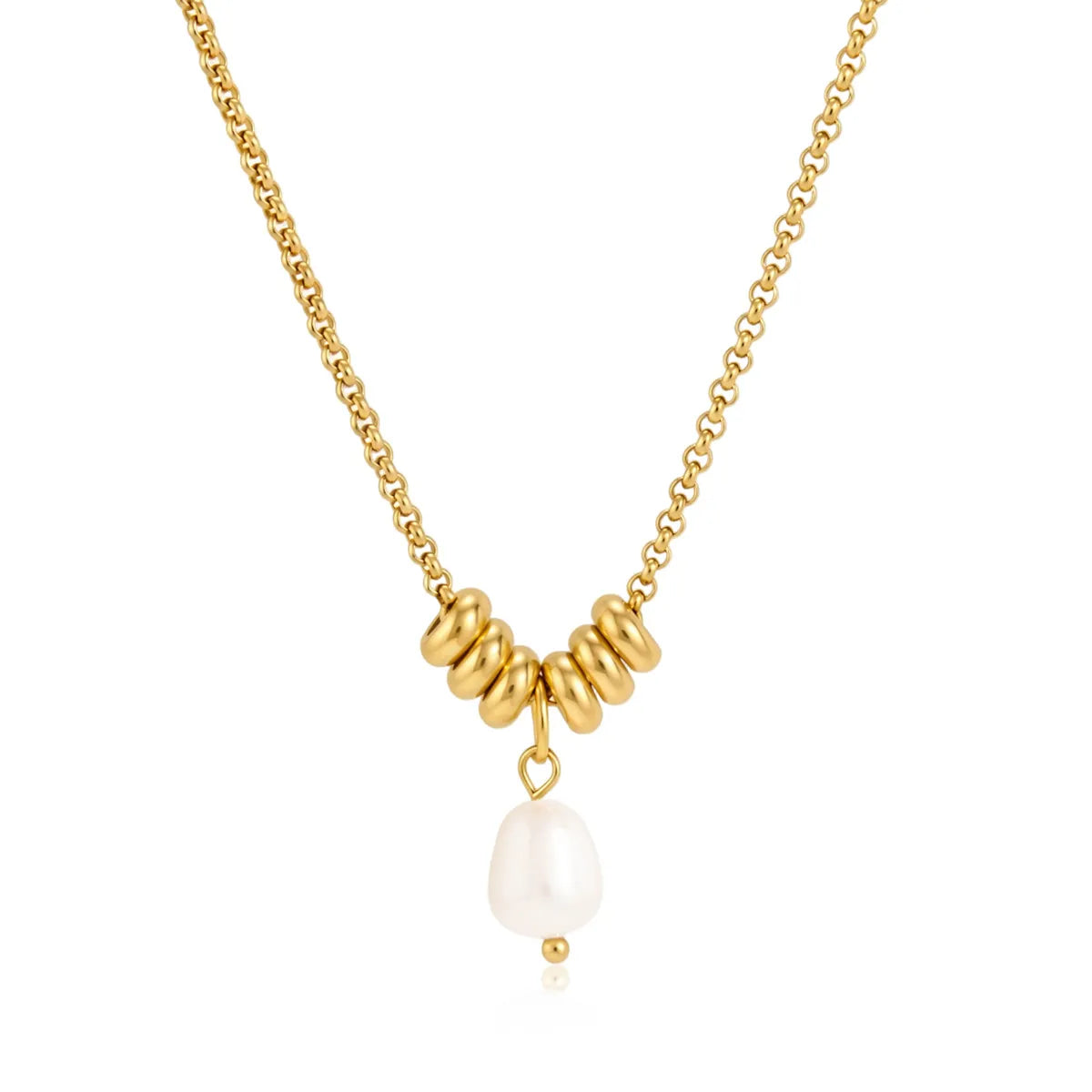 Waterproof Gold Coil Baroque Pearl Necklace