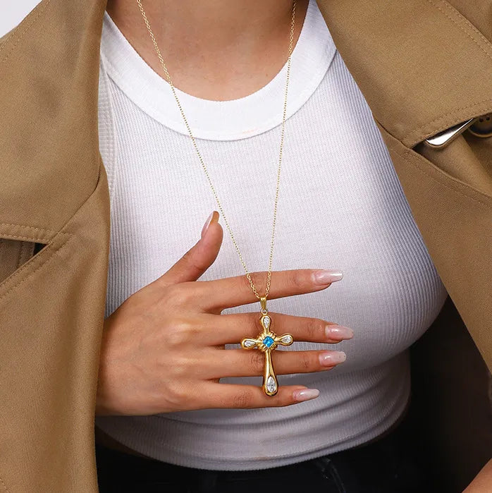 Waterproof Gold Cross Necklace