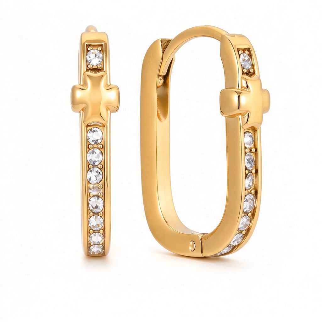 Waterproof Rectangular Huggie Hoops