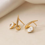 Waterproof Curved Huggie Studs Earrings