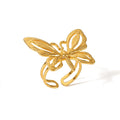 Waterproof Gold Butterfly & Flower Open Rings