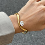 Waterproof Pear-Cut CZ Cuff Bracelet