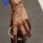 Waterproof CZ Hand Chain Layered Bracelet with Ring