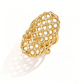 Waterproof Stainless Steel Sculptural Statement Rings | Gold CZ Lattice & Spiral Coil Bands