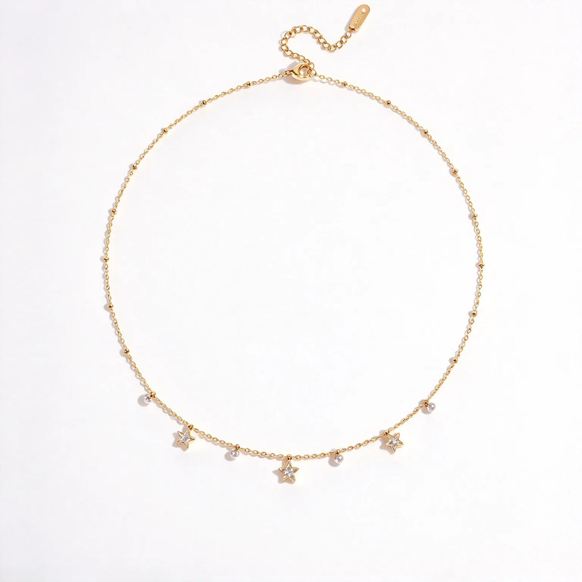 Waterproof Dainty Star & Drop Pendants CZ Layering Necklace