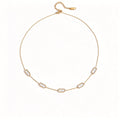 Waterproof Herringbone Stack CZ Station Necklace