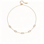 Waterproof Herringbone Stack CZ Station Necklace