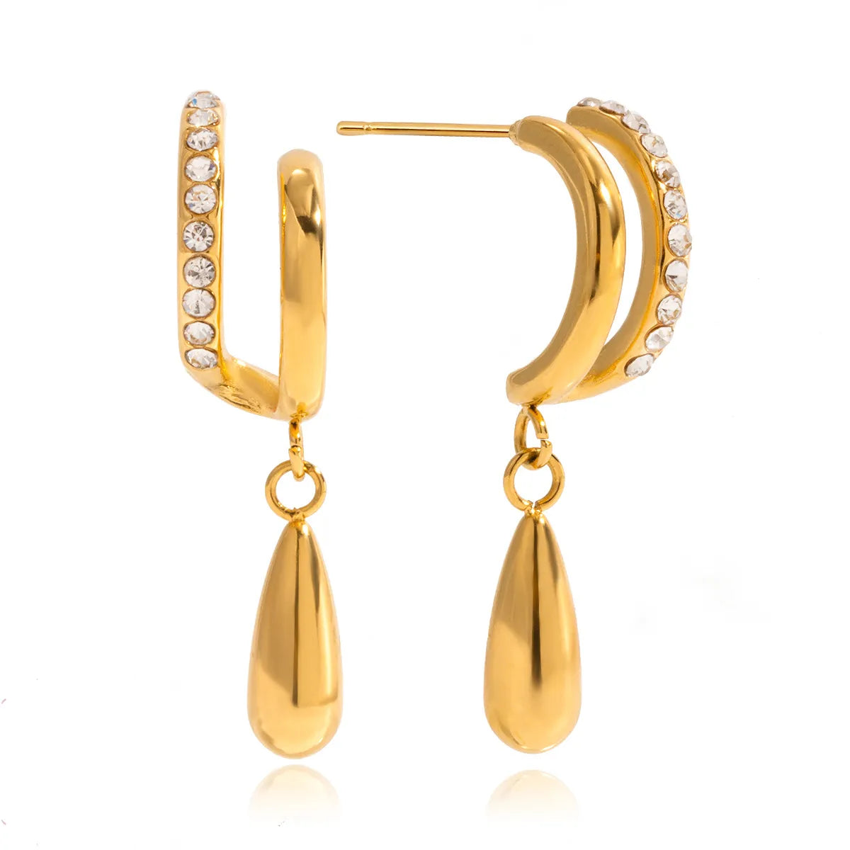 Waterproof CZ Pave Huggie Hoops Drop Earrings